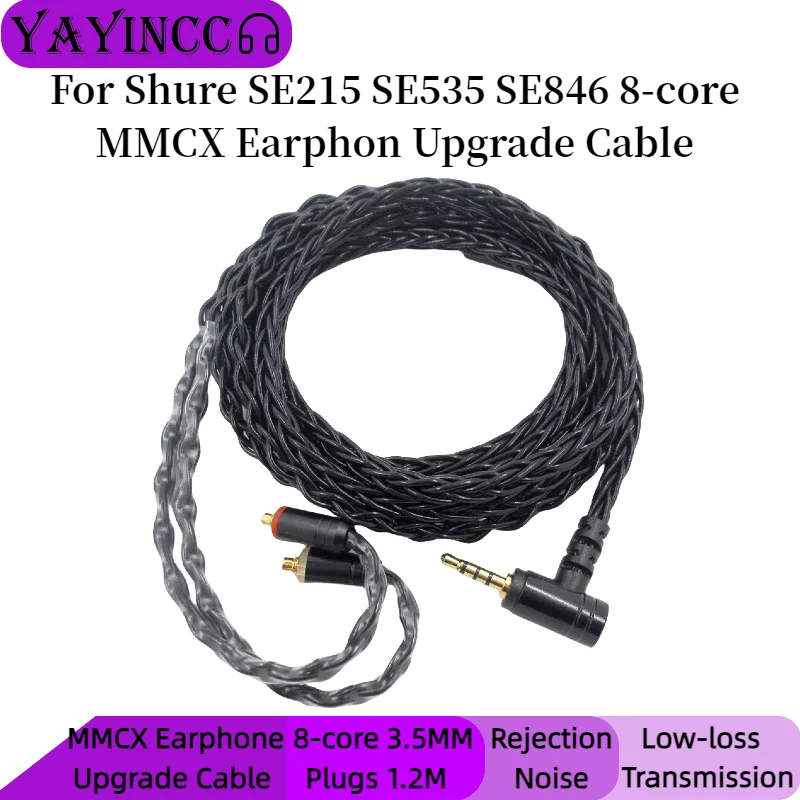 

YAYINCC 8-core MMCX Earphone Upgrade Cable Cable for SE215 SE535 SE846 UE900 headset Silver Plated Line for HiFi Earphone