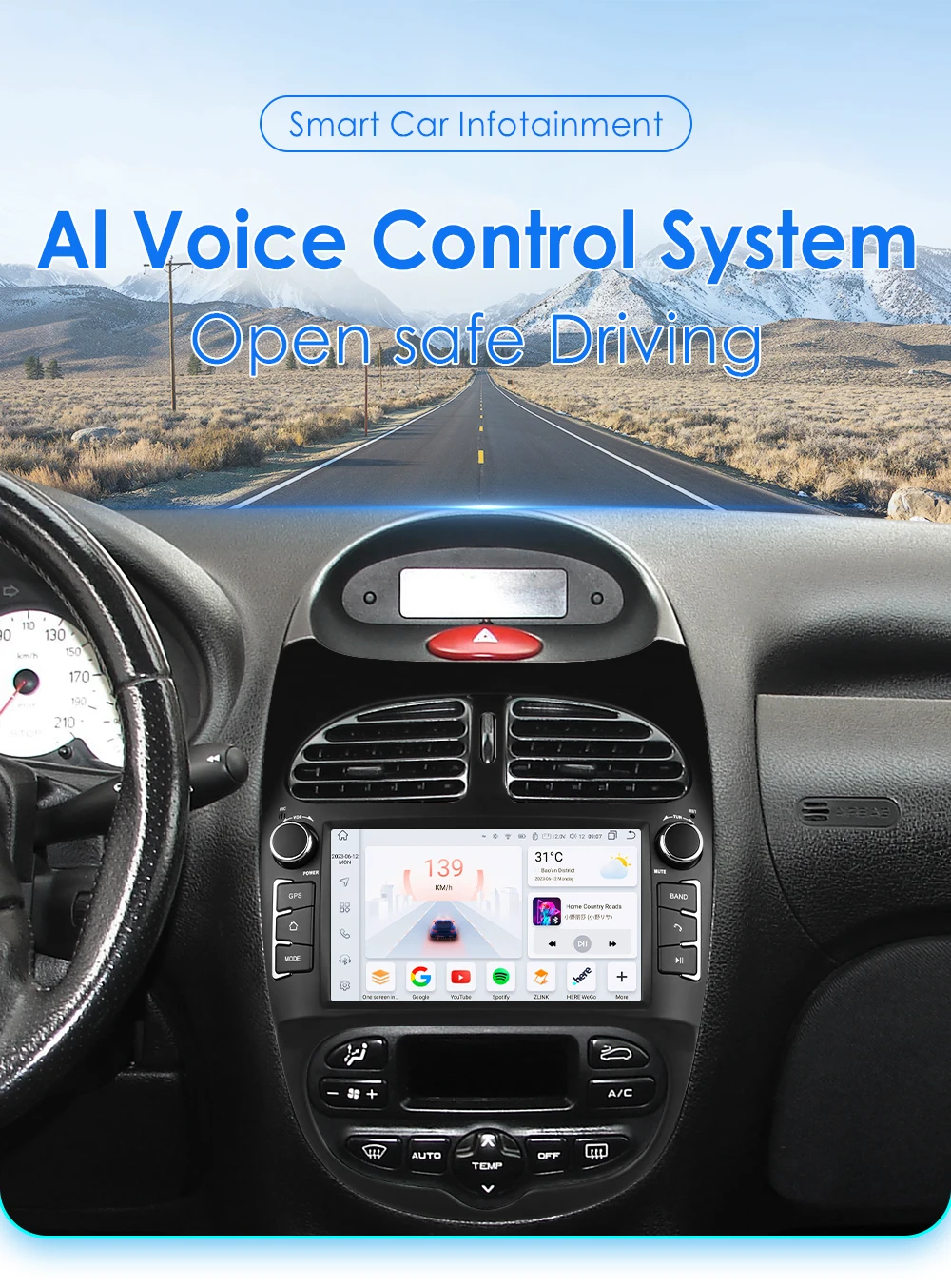 Autoradio Hodozzy 9 Pollici Per Peugeot 206/206CC/Citroen C2 (2002-2010) - Carplay, Android Auto, GPS, Bluetooth