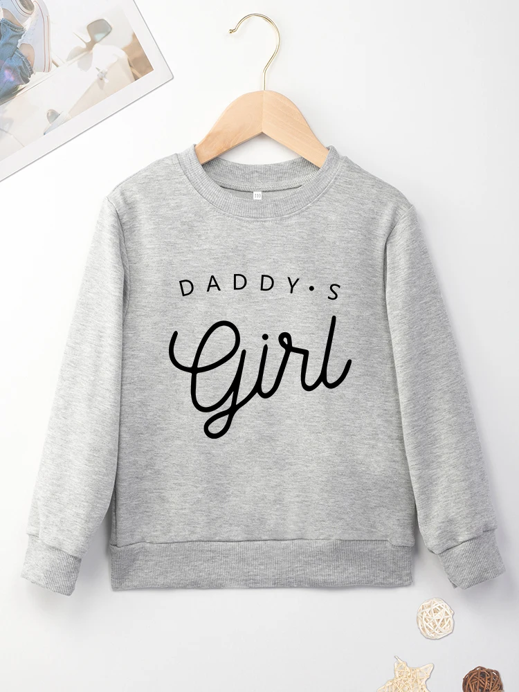 Daddy\'s Girl Print Minimalist Y2K Style Kids Sweater Yellow Baby Girls Comfy Hoodless Four Seasons Top Clothes Sweatshirts