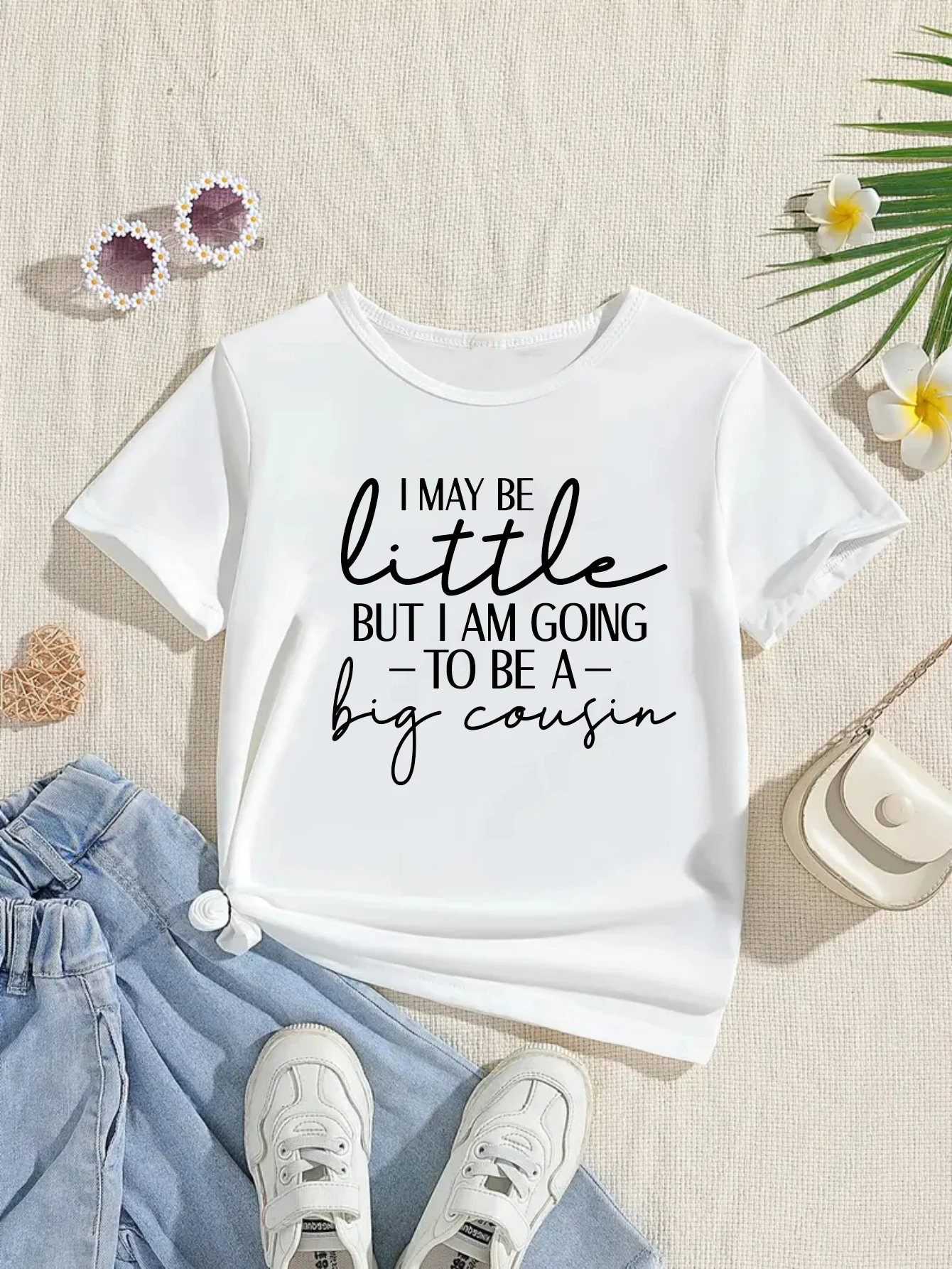 Kids Clothes I May Be Little But I Am Going To Be A Big Cousin Letter Printed T Shirt Girls/Boys Pregnancy Announcement T-Shirt