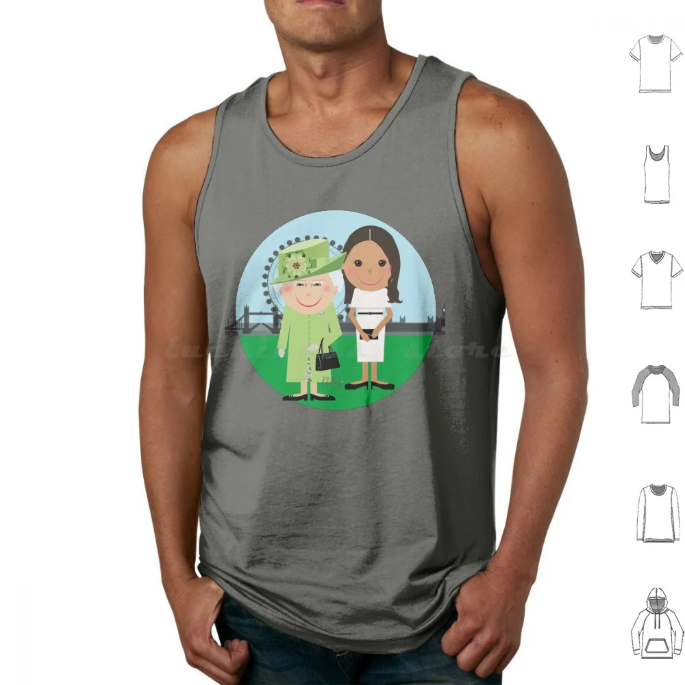 

Elisabeth & Meghan Tank Tops Print Cotton Elizabeth Meghan What In Sussex Suits London London Eye Park Glamor Luxury