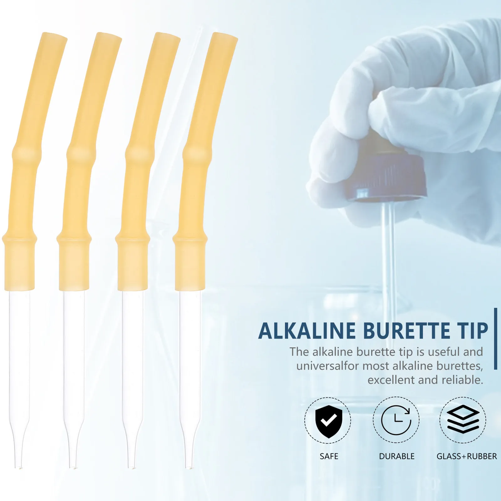4Pcs Alkaline Burette Tips Universal Head Stable Design Smooth Surface Lab Equipment Accessory Hose Glass Beads Laboratory Parts