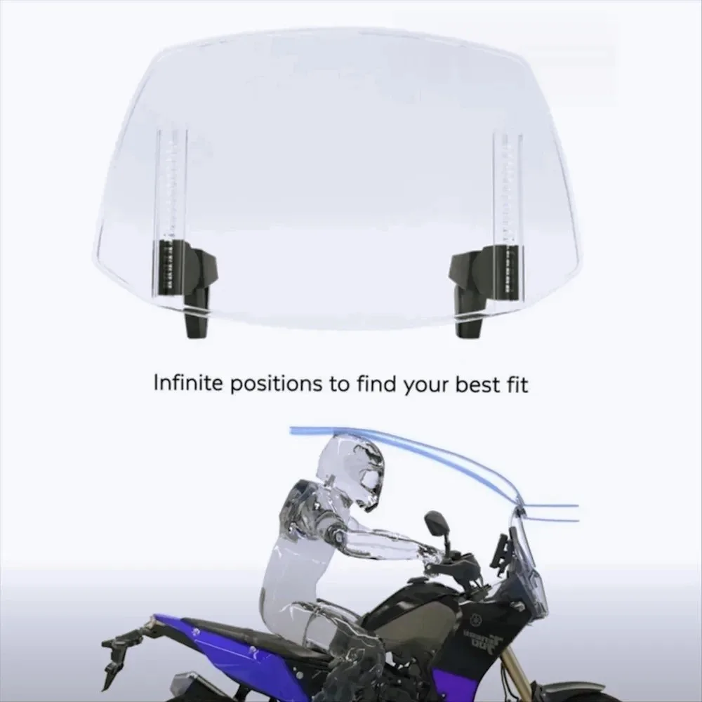 DB-Universal Motorcycle Adjustable Windshield Extension - Fits for Honda Suzuki Kawasaki Yamaha BMW Ducati Aprilia (Clear)