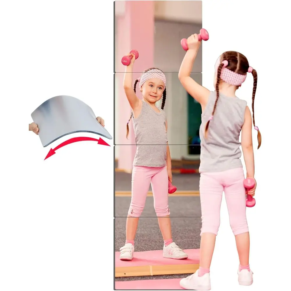 

Durable Acrylic Wall Mirror Set (4pcs, 12x12 inches) for Home and Gym, Silver