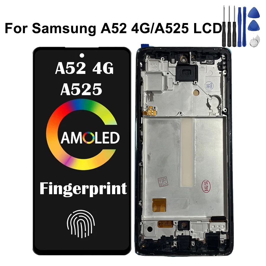 6.5\'\' SUPER AMOLED For Samsung A52 4G Display A525 A525M A525F LCD With Touch Screen Digitizer Assembly With Frame Repair Parts