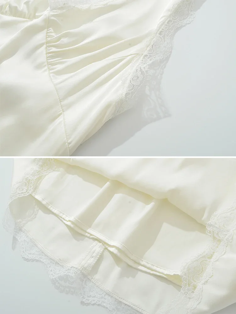 Sem costas sexy vestido de cetim feminino halter amarrar rendas vestido de verão novo na praia festa curto vestido de verão primavera bolinhas vestidos 2025