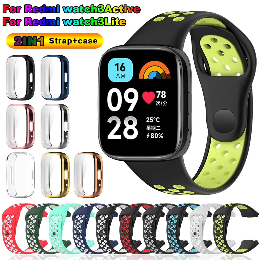 Cinturino in Silicone morbido + custodia per Redmi Watch 3 Active Lite accessori per cinturini cinturino con custodia protettiva per schermo di ricambio intelligente