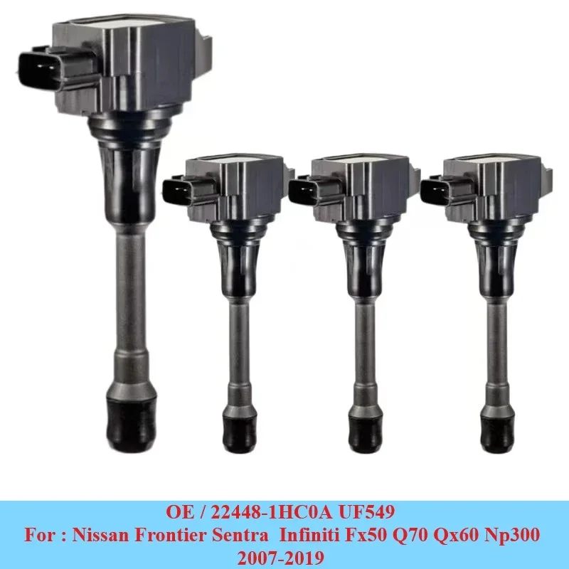 Set of 4 Ignition Coil For Nissan NP300 Frontier Sentra Altima Infiniti FX50 Q70 QX60 For 22448-1HC0A UF549 22448 ED000 2007-19