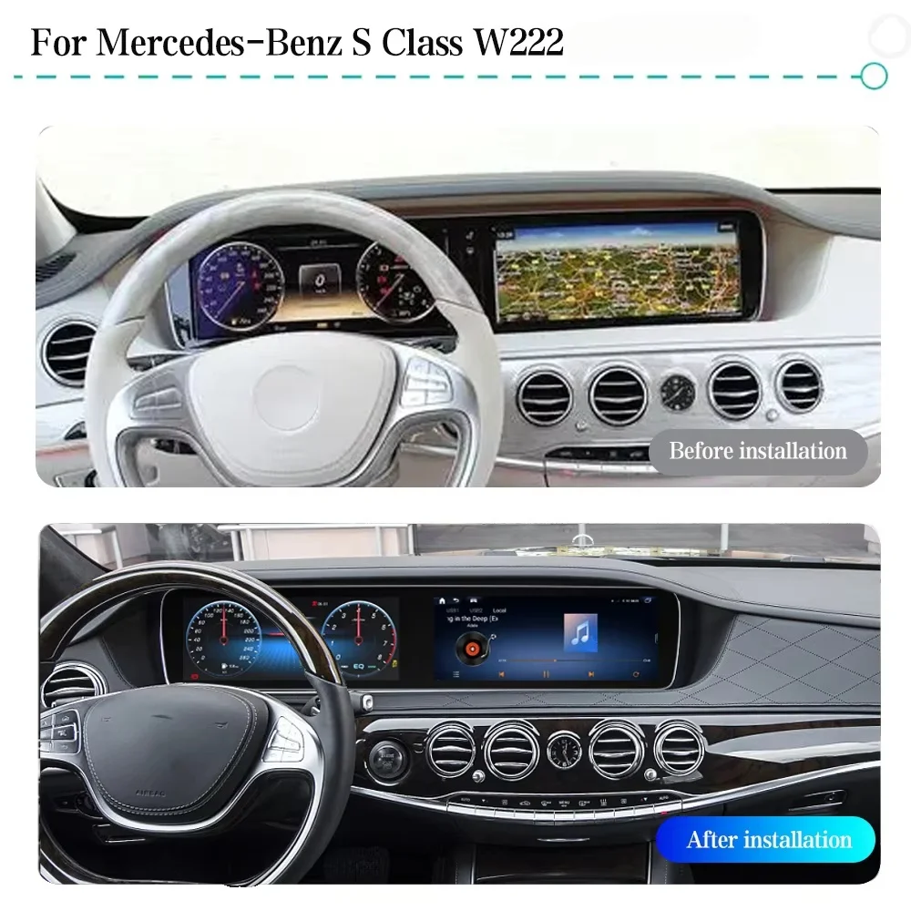 LHD RHD For Mercedes Benz S class W222 2014-2023  Android 13 Qled Screen Carplay GPS Navigation Multimedia DSP 4G wifi  DSP