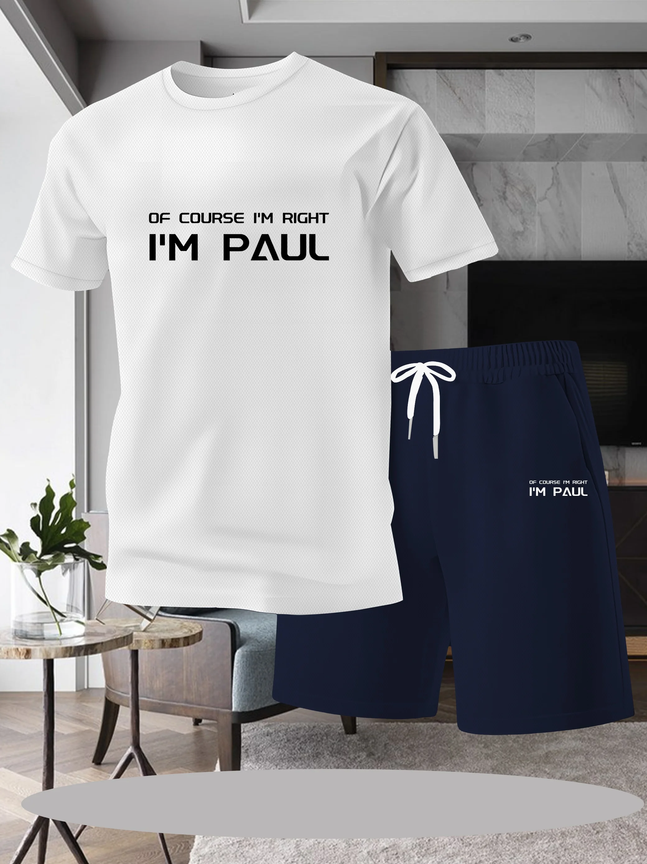 

Men's breathable quick drying loose short sleeved T-shirt shorts set, fashionable and casual summer must-have trend 2-piece set