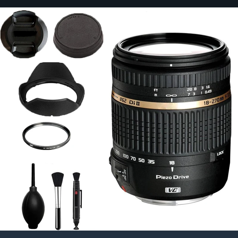 Lente con zoom todo en uno Tamron Auto Focus 18-270 mm f/3.5-6.3 VC PZD con motor incorporado para cámara Nikon DSLR (BOO3)