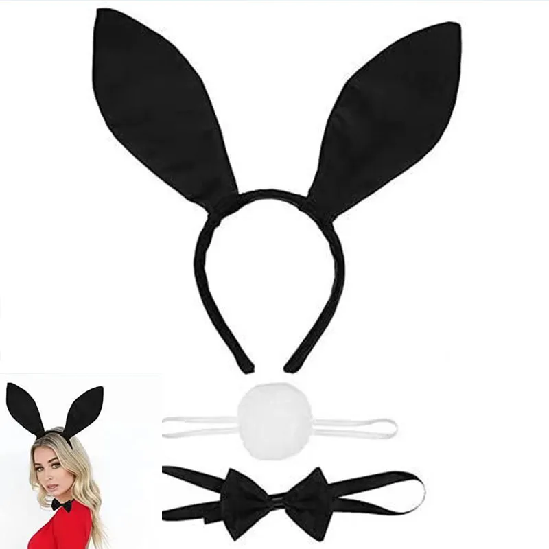 1pc Frauen Mädchen Haar bänder schwarz weiß rot Kaninchen Hasen ohren Halloween Ostern Party Kopf bedeckung Mode Haarschmuck