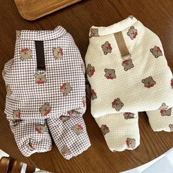 Warm Dog Jacket Pet Winter Four Legged Dog Clothes Puppy Jumpsuit Chihuahua Bichon Costume Cute Bear Print Dog Coat Cat Clothing