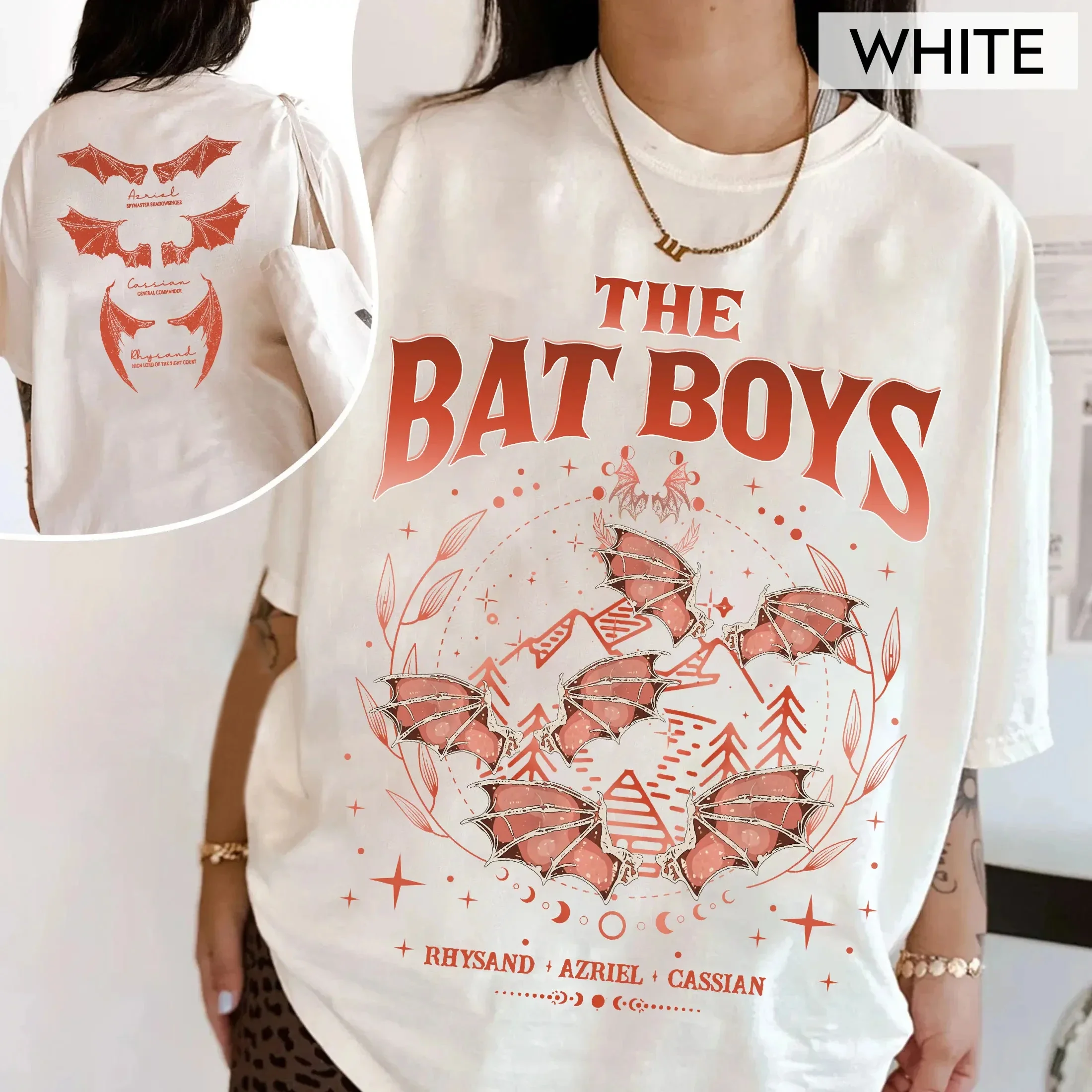 The Bat Boys Shirt Cotton Shirt Loose Fantasy Apparel Y2K Top A Court of Thorns and Roses Dark College Tee