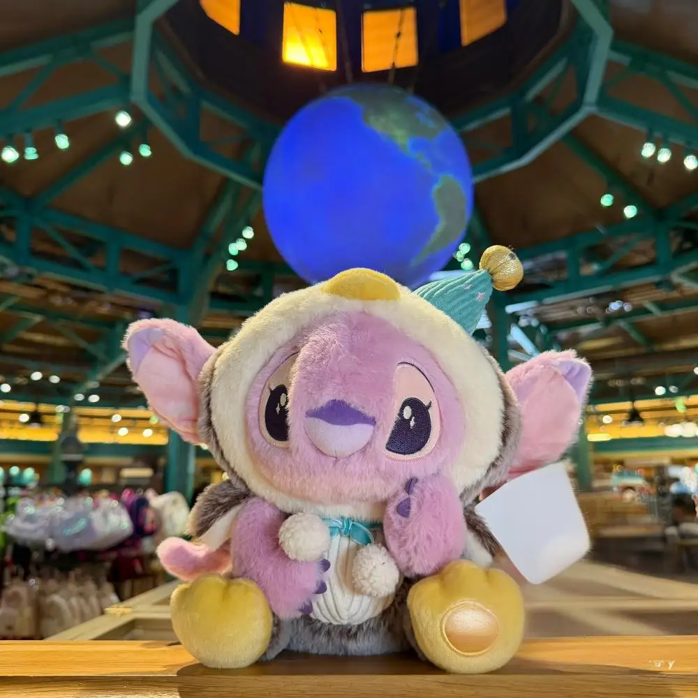 Boneka Gantungan Kunci Plush Little Gold Stitch Angel Musim Dingin Shanghai Disneyland 2025, Hadiah Liburan untuk Teman