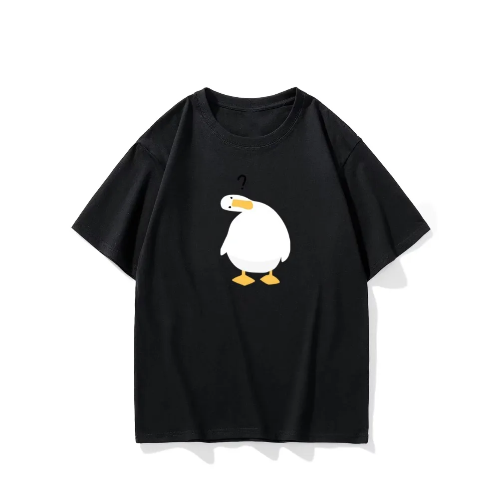 2026 Funny Confused Duck Graphic T-Shirt Humorous Question Mark Animal Tee Kawaii Summer Short Sleeve Top Unisex Casual T Shirt