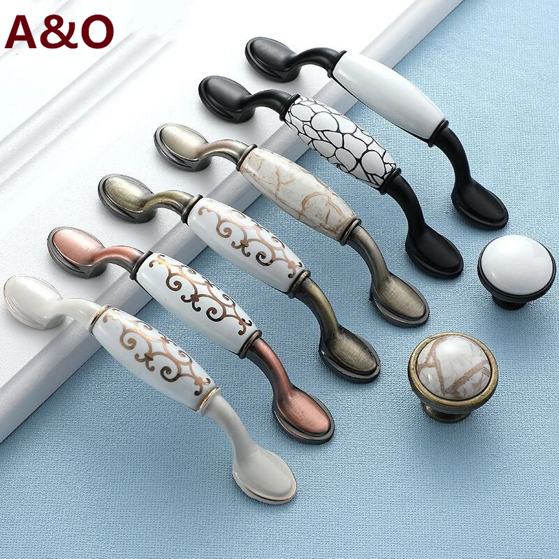 

Handles Drawer Cabinet Furniture Kitchen Handles for Cabinet Knob Door Drawer Furniture Kitchen Knob Ceramics Modern Black White