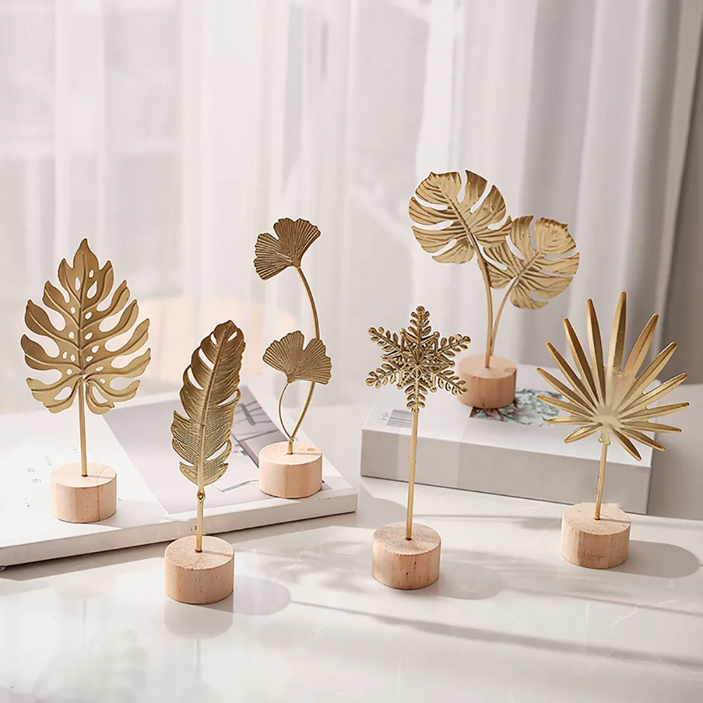 Nordic Golden Ginkgo Leaf Crafts Feather Leaves Sculpture Luxury Home Decoration Accessories Office Desktop Crafts Ornaments