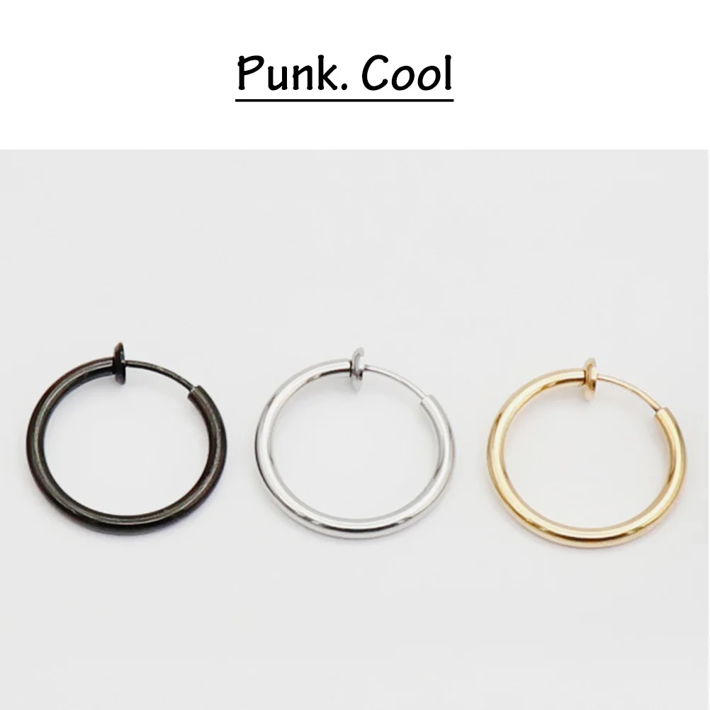 

Stainless Steel No Ear Hole Ear Clip Unisex Earrings Color 2x10mm Simple Circle Design Elegant Party Jewelry