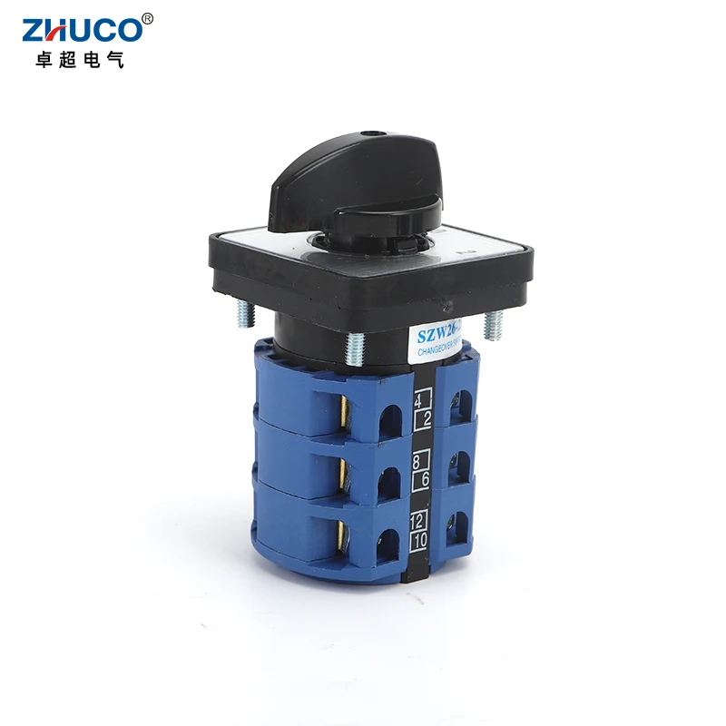 ZHUCO SZW26/LW26-25 Changeover Switch 3 Position 25A Silver Contact Rotary Cam Universal Switch D101.1D202.2 D303.3 D404.4