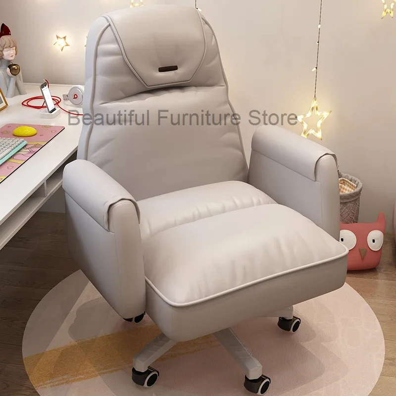 Swivel Mobile Office Chair Leather Arm Study Knee Luxury Individual Design Cute Chair Reception Bureaux Meuble Office Furniture