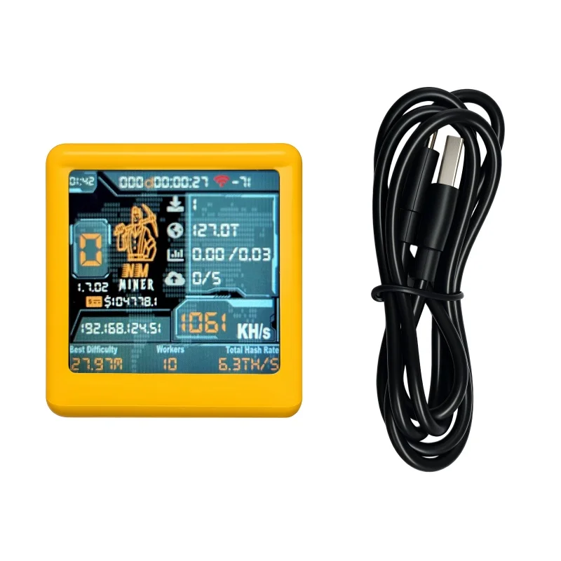 Solo Lottery BTC Miner for computer nerd Smart TV Hashrate1060KH/s ESP32 gift home silent Desktop Clock  Lower Power Consumption