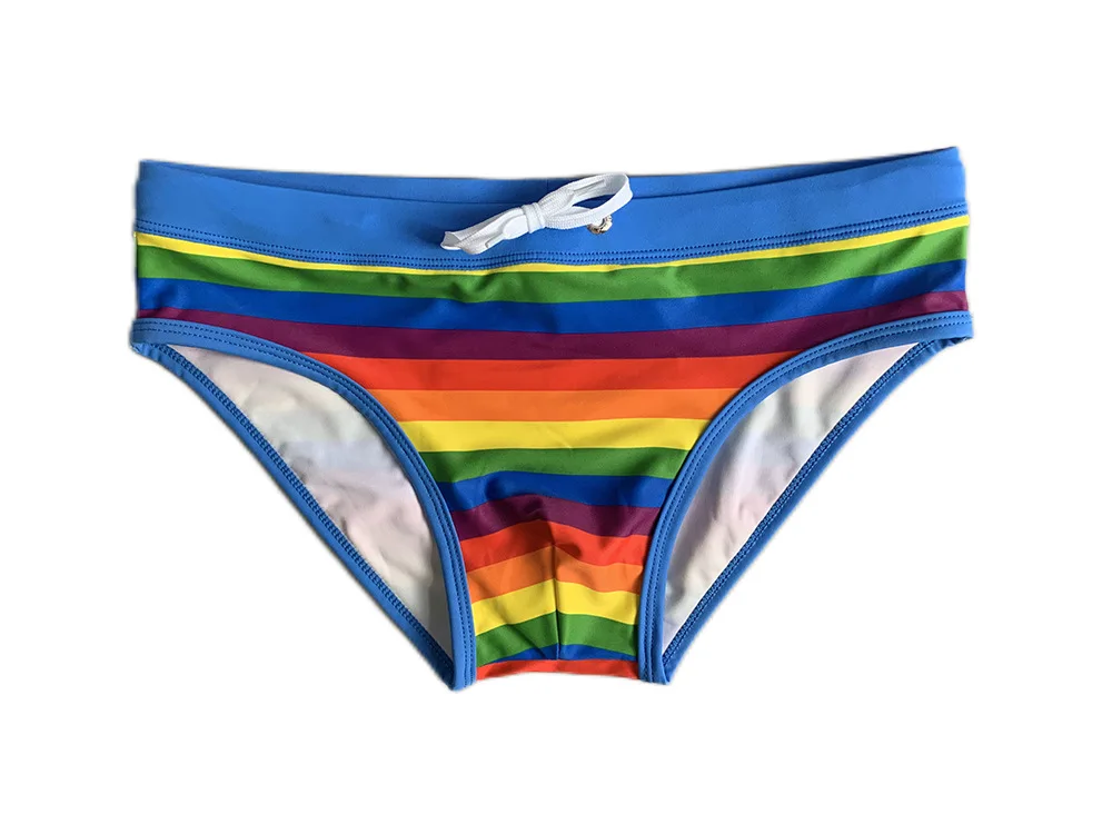 2025 Fashion, Men's Triangle Rainbow Swimsuit Hot Spring Swimsuit Fashion Low Waist Swimsuit 10072