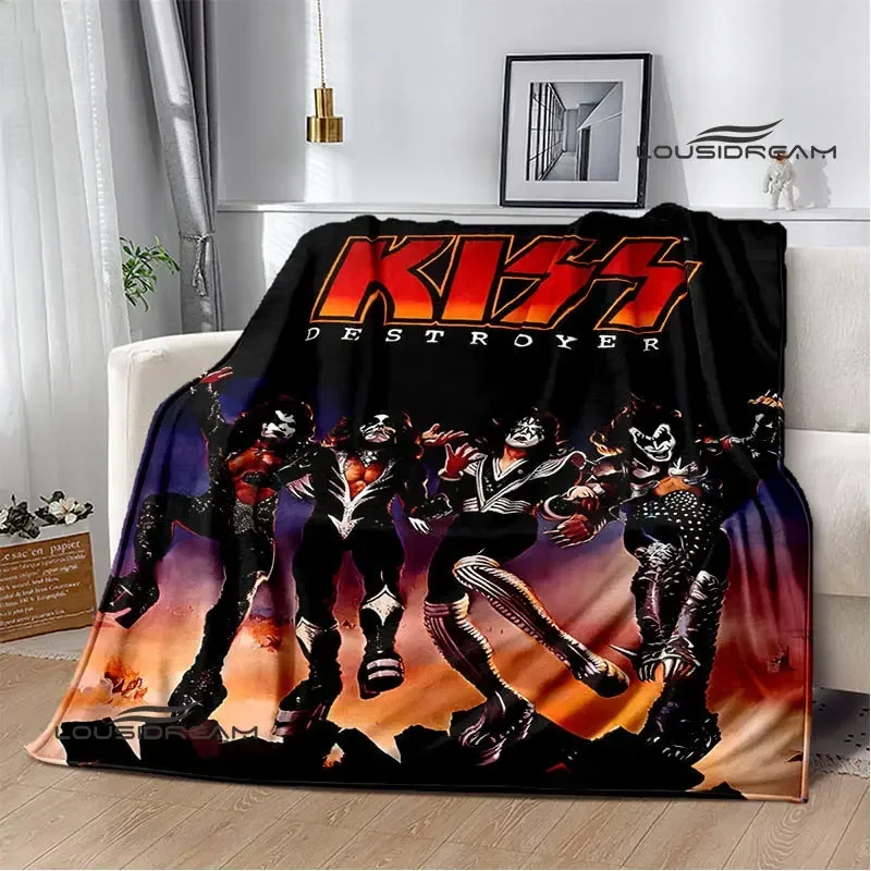 

Kiss Band Printed Blanket picnic blanket Warm Blanket Flannel Home Travel Blanket throw blanket bed linings Birthday Gift