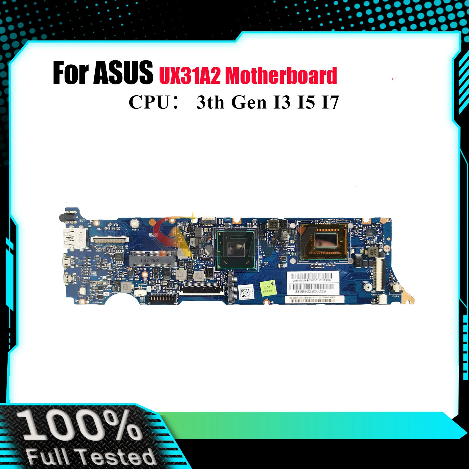 

UX31A2 Laptop Motherboard For ASUS ZenBook UX31A UX31A2 Notebook Mainboard With I3 I5 I7 CPU 100% tests OK fast shipping stk