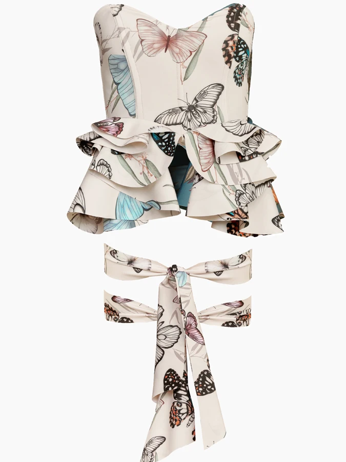 Swimwear Women 2023 Fashion Ruffled Floral Print Split One Piece Swimsuit Hollow out Bikini Set Vintage Bathing Suit beachwear