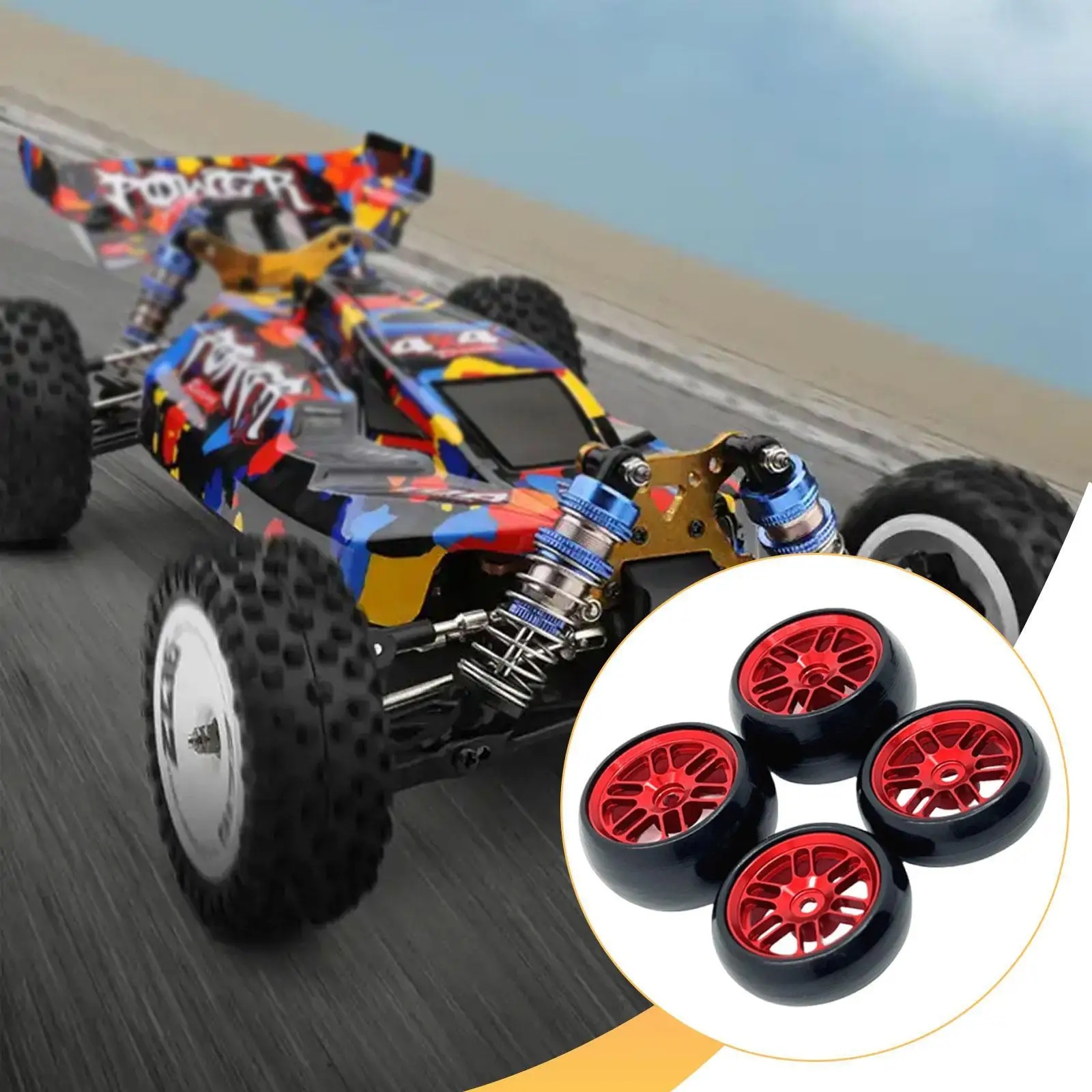 1/24 RC Car Tires Lightweight Aluminum Drift Wheels Model Upgrade for 244016 Micro-b Rock Crawler Parts