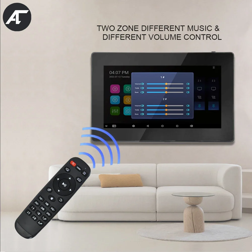 7inch Touch Screen Wall Amplifier Home Audio system 8 Channel Android Bluetooth Wireless WiFi Panel Music Player Equipment Board