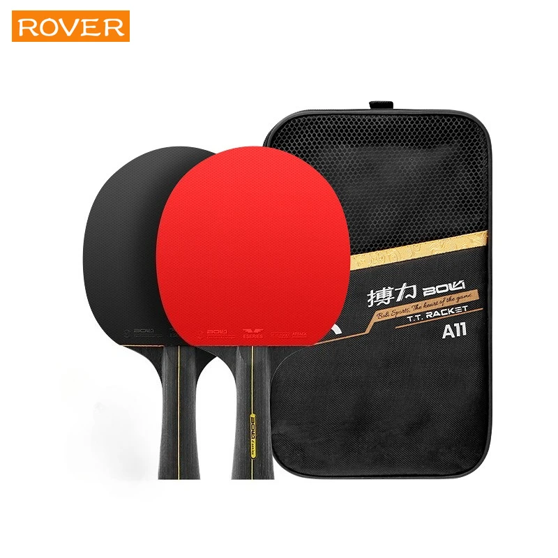

Набор из 2 профессиональных ракеток для настольного тенниса 5/6 звезд, с резиновым покрытием с шипами внутри, высококачественное основание, с чехлом