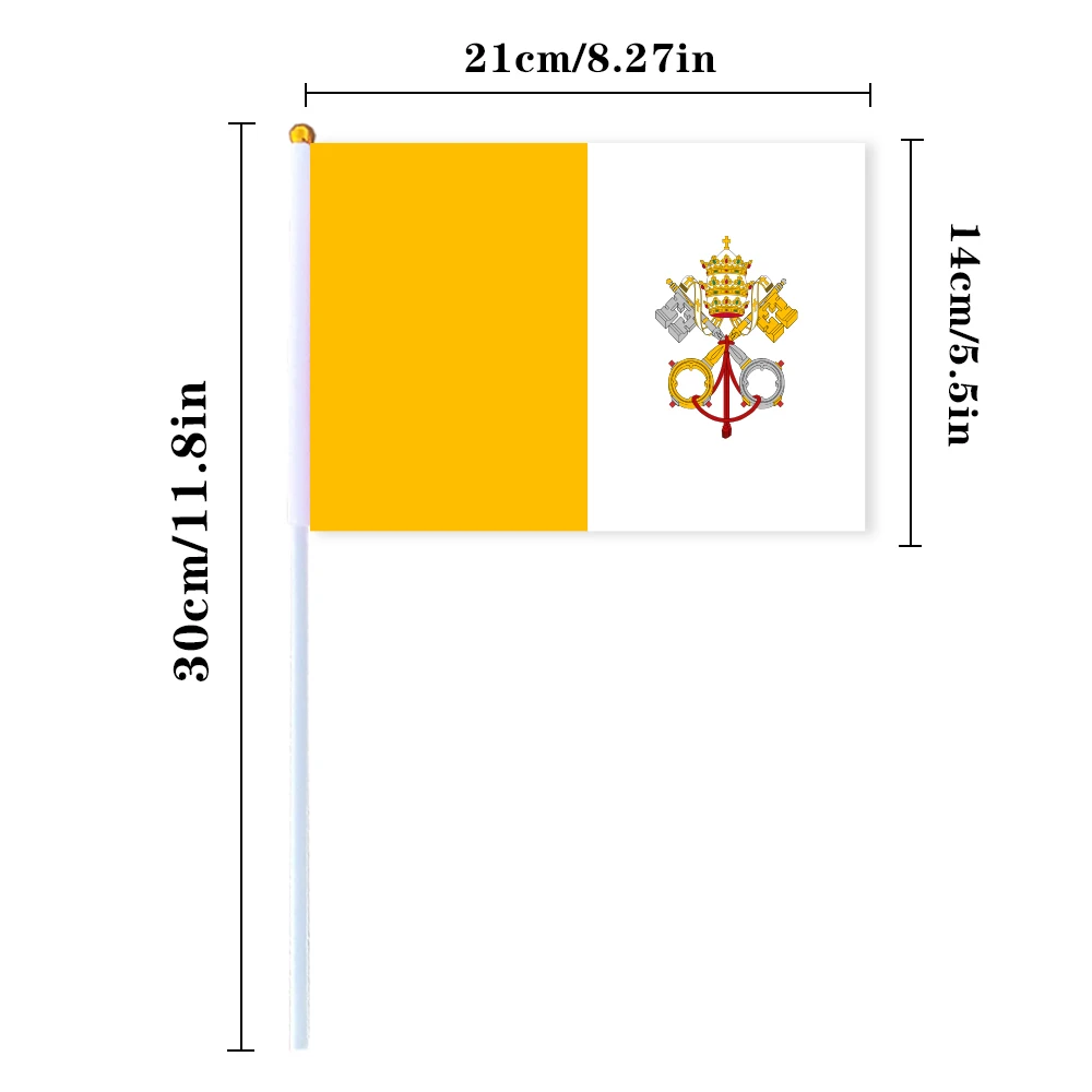 CYPOMELO Flag   Vatican City national flag 14 * 21cm Vatican City small holding waving flag indoor and outdoor home decoration