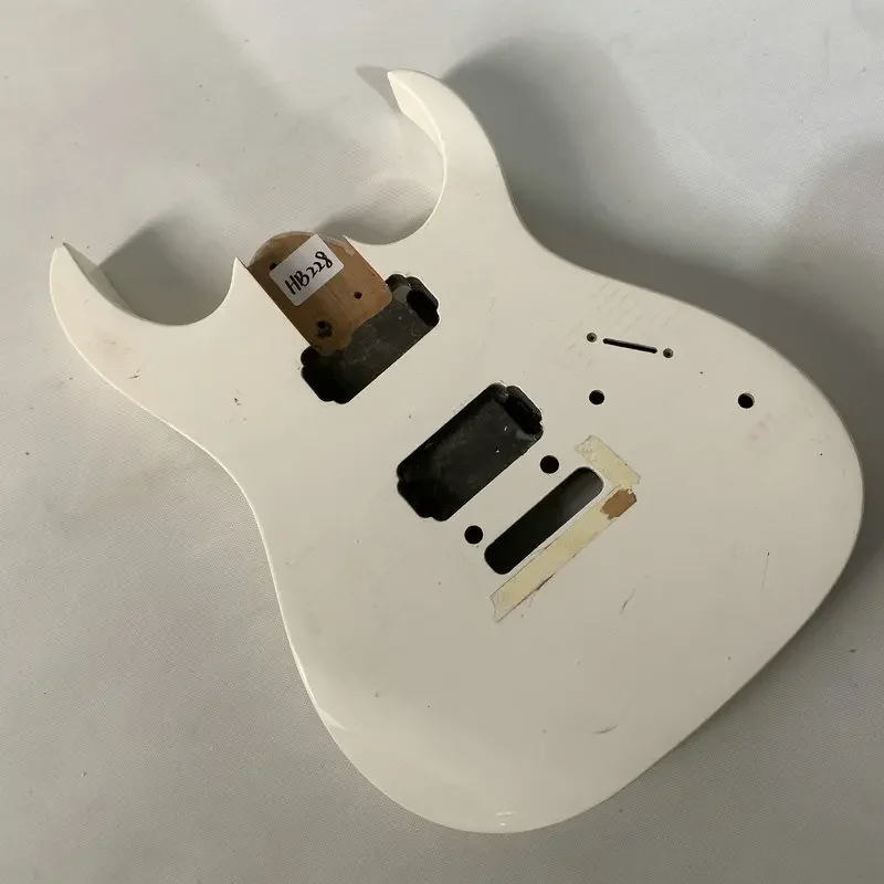 HB228  Active Pickups 2 Humbucker White Color 2 Pivots Tremolo Unfinished Guitar Body for Replace and DIY Surface Dirty&Damages