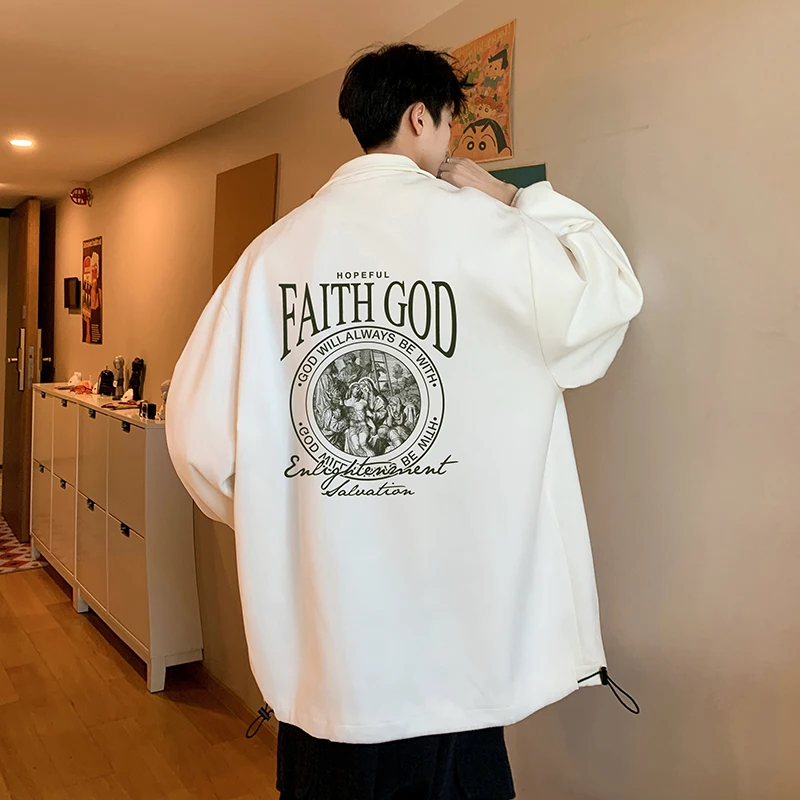 

Men's Oversized Jackets Artificial Suede Fashion Letter Print Coat Pu Leather Casual Wear Autumn Jacket Unisex Clothes Outerwear