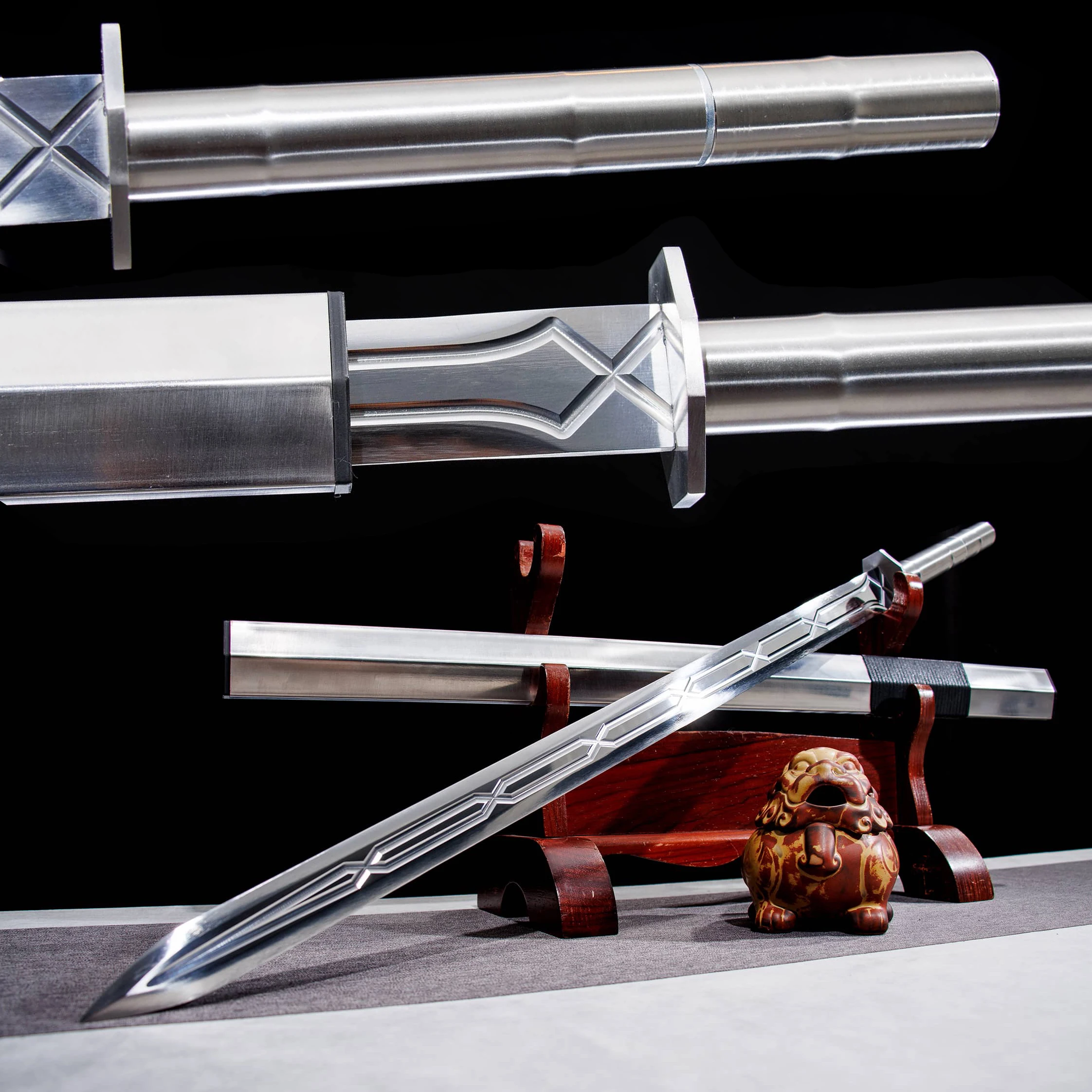 

101cm Medieval full tang Battle Preparation High carbon Steel sharp katana samurai sword weapons Chinese cosplay Stainless steel