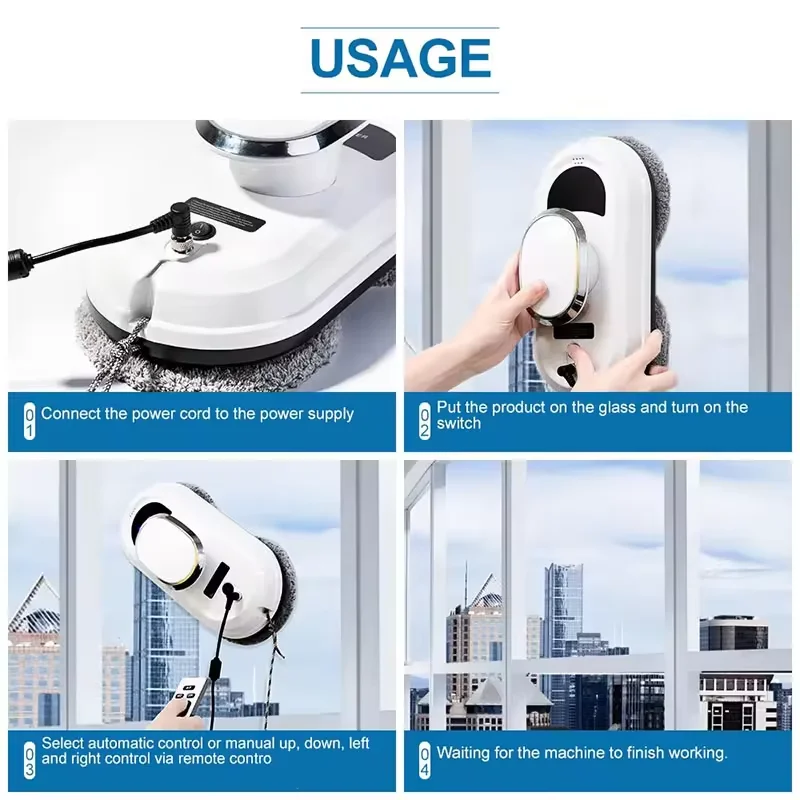 2024 New Electric Window Cleaning Robot Vacuum Cleaner Household Remote Control Window Cleaning Device for Home