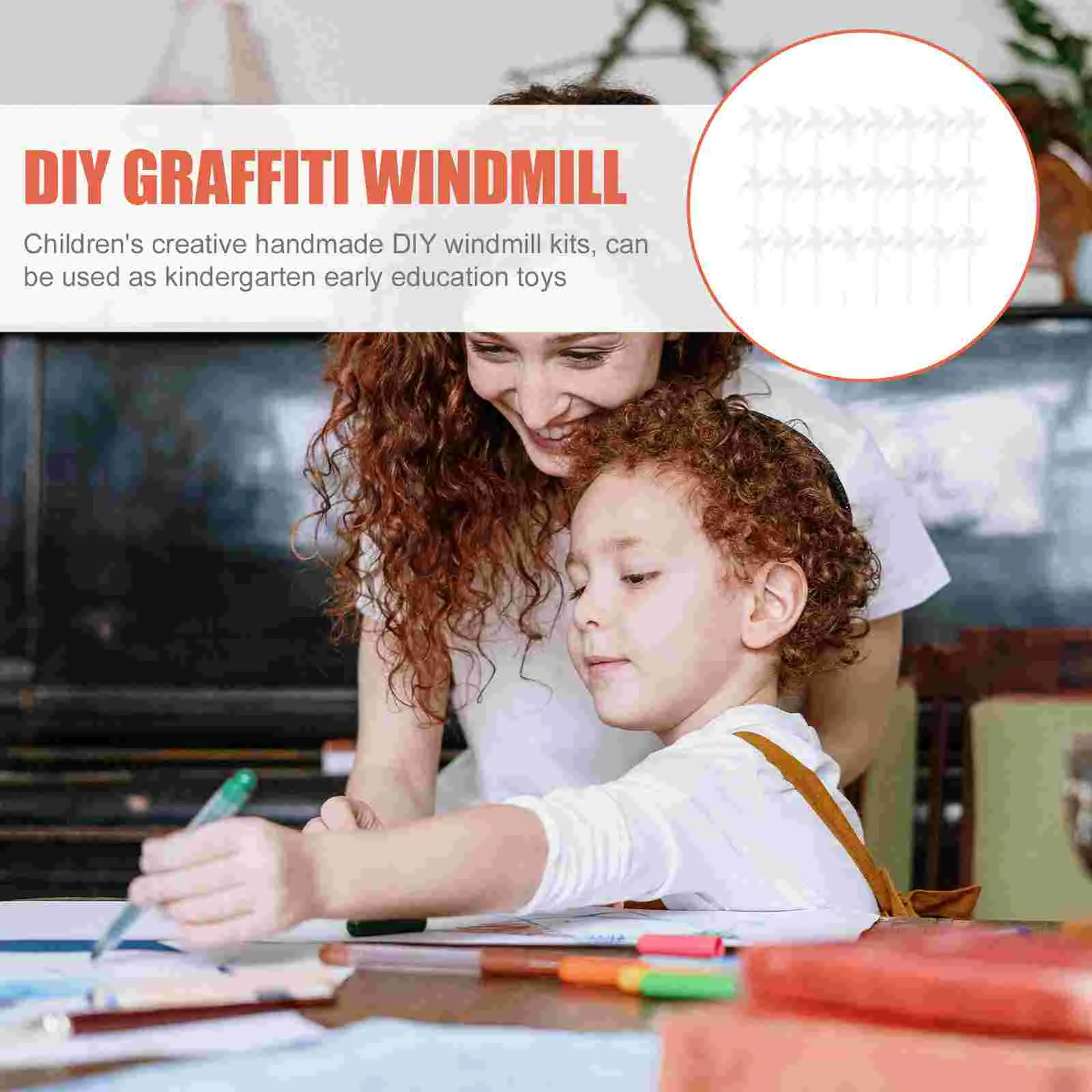 24 Uds. De molinete de grafiti para niños, juguete DIY, manualidades para niños, decoración al aire libre, molino de viento en blanco, pinturas de papel, conjunto de juguetes