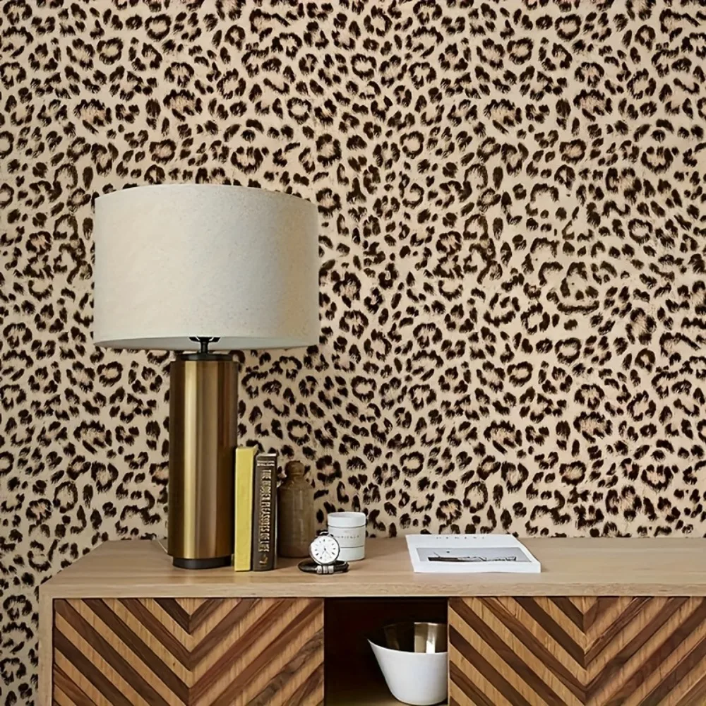 Leopard Pattern Self-adhesive Wallpaper Bedroom Living Room Cabinet Furniture Room Decoration Home Decor Stickers Peel and Stick