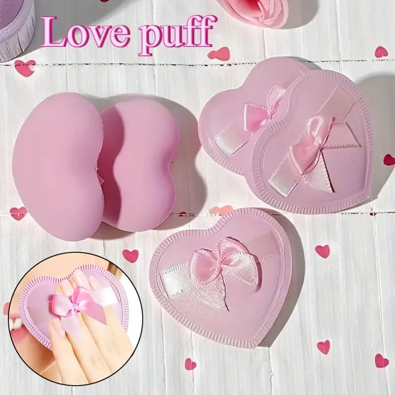 6pcs Heart-Shaped Makeup Sponge Puffs Dry Wet Dual Use Candy Puff Reusable Liquid Foundation Powder Cosmetic Sponge Puffs