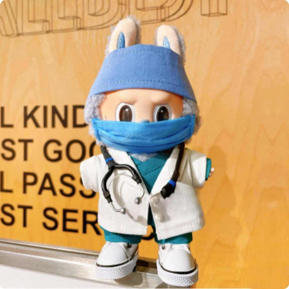 Pour 15/17 cm Labubu poupée médecins infirmières communautaire volontaires vêtements de travail tenue ensemble Ropa Labubu poupée accessoires cadeau de noël