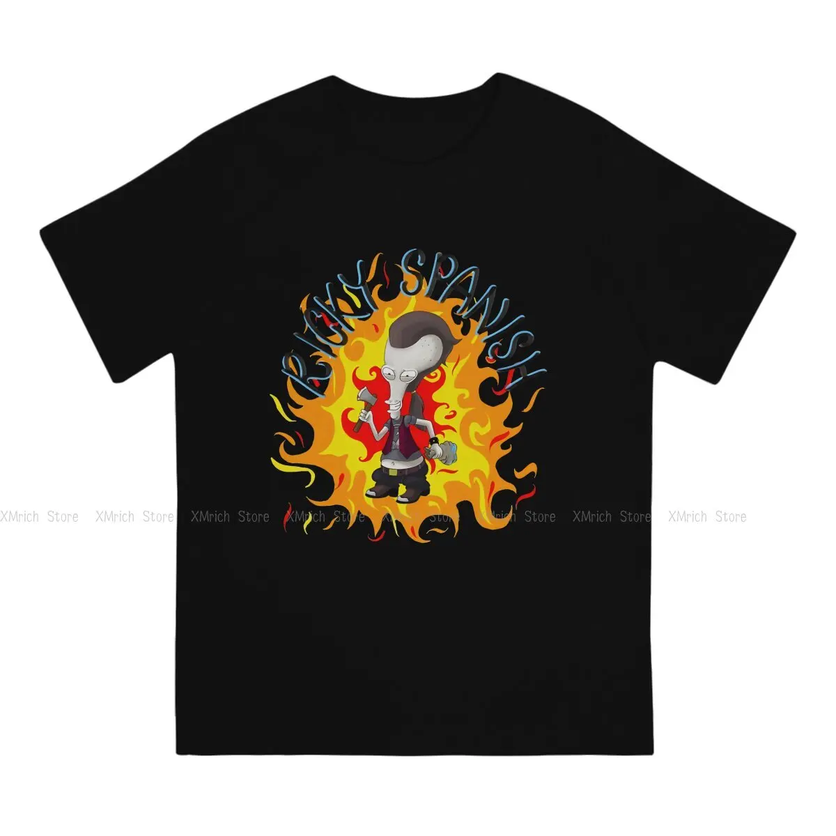 Flame Men T Shirts B-American dad Casual Tees Short Sleeve Round Neck T-Shirt 100% Cotton Gift Tops