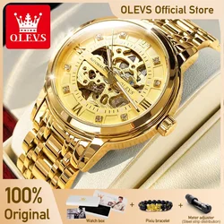 OLEVS Men's Watches Luxury Hollowing Mechanical Wristwatch Waterproof Luminous Stainless Steel Fashion Automatic Watch for Man