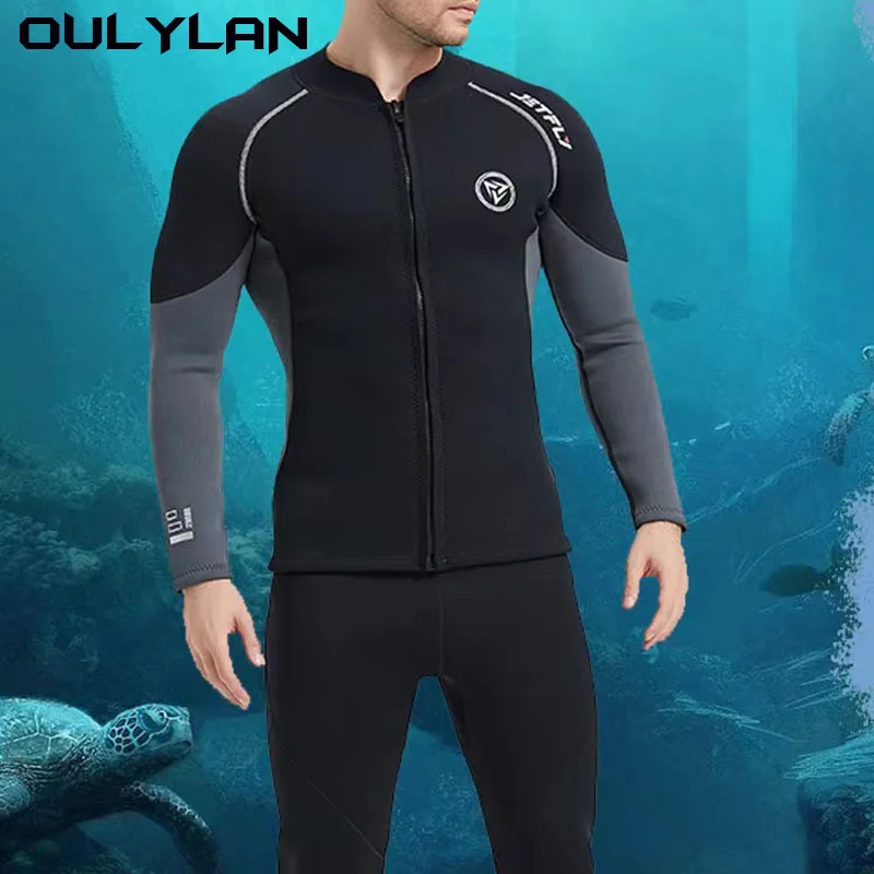 Oulylan Men\'s Long Sleeve Diving Suit Scuba Jump Surfing Snorkeling Wetsuits Spearfishing 2/3mm Diving Wetsuit Jackets Pants