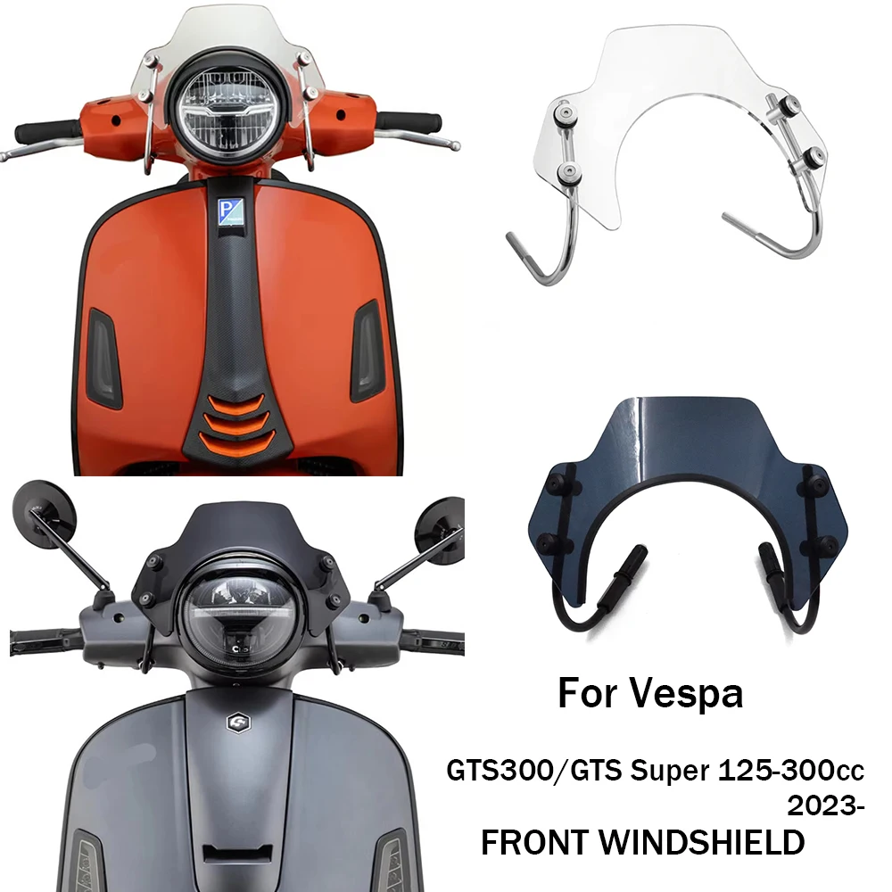 For Vespa GTS300/GTS Super 125-300cc  GTS 300 GTS250 GTS125 2023- MOTORCYCLE FRONT WINDSHIELD Flyscreen Windshield Kit