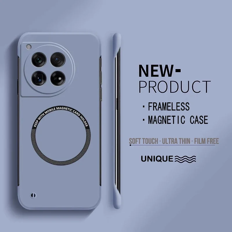Ultra Thin Hard PC Magnetic Frameless Phone Case For Magsafe Oneplus 13 12 12R 11 11R 10T 10 9 9RT Pro Matte Color Cover