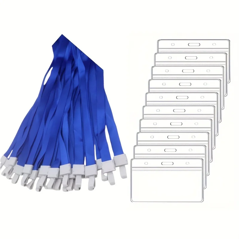 

transparent waterproof name badge card holder with lanyard plastic ID card case with resealable zipper for office school