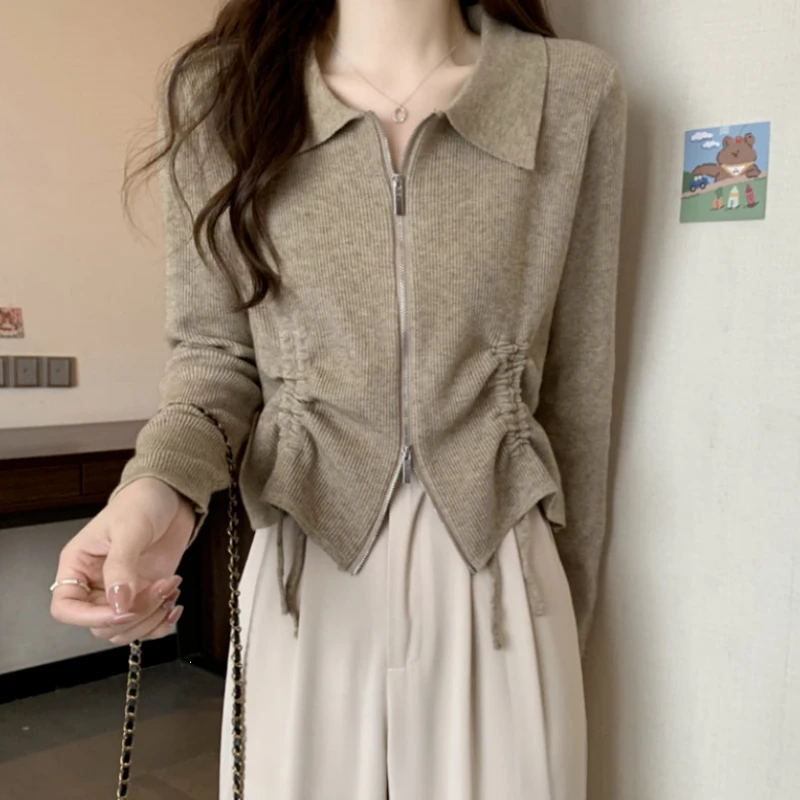 Slimming Tummy Control Long Sleeve Collar Undershirt Women's Drawstring Knitwear Multi Season Base Layer