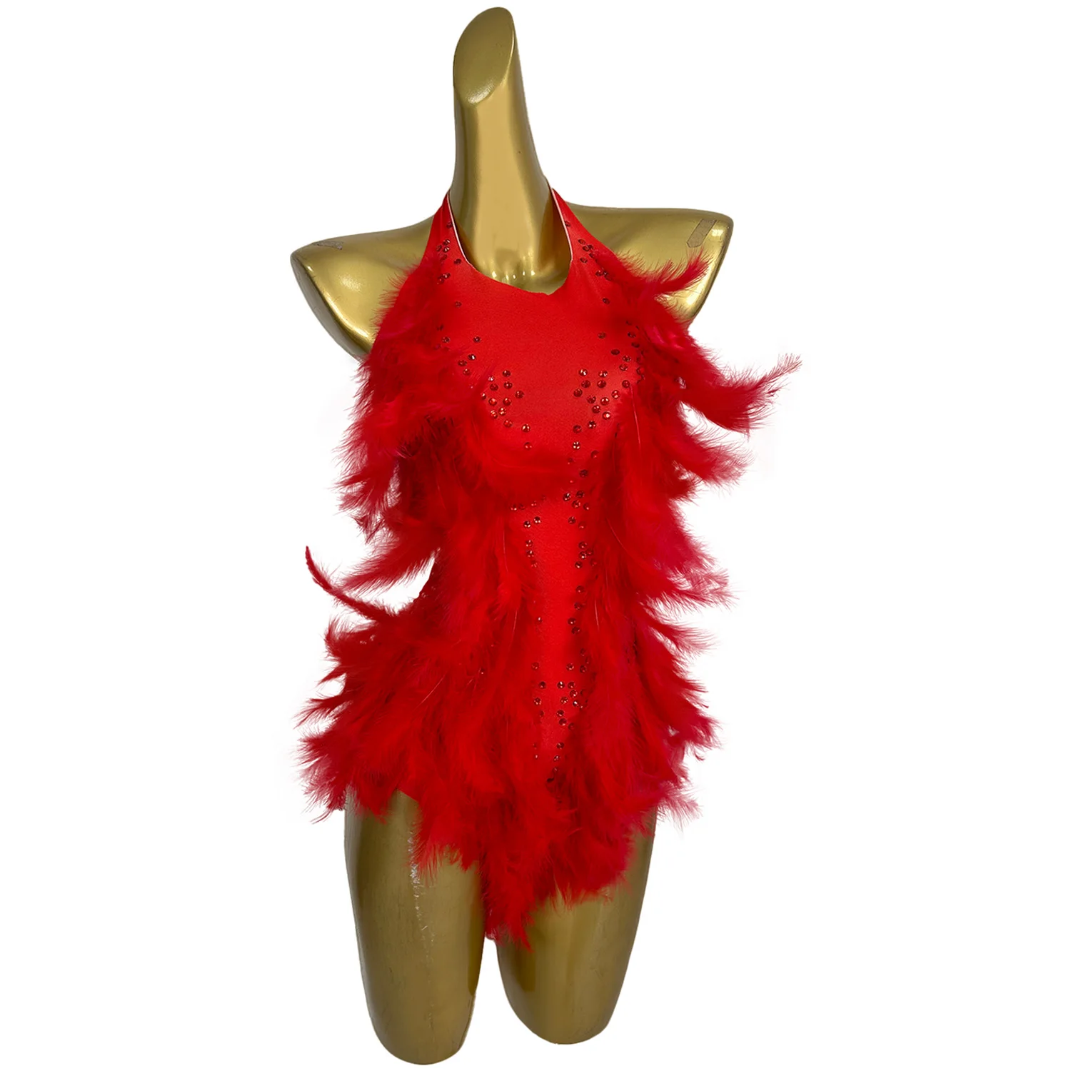 Sexy Sleeveless Feathers Rhinestone Bodysuit Festival Outfit DJ Showgirl Dancer Leotard Women Backless One Piece Short Jumpsuit